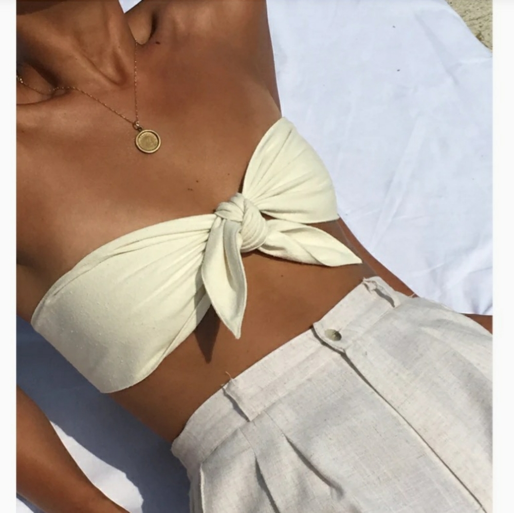 Elegant Cream Knot Bandeau Top